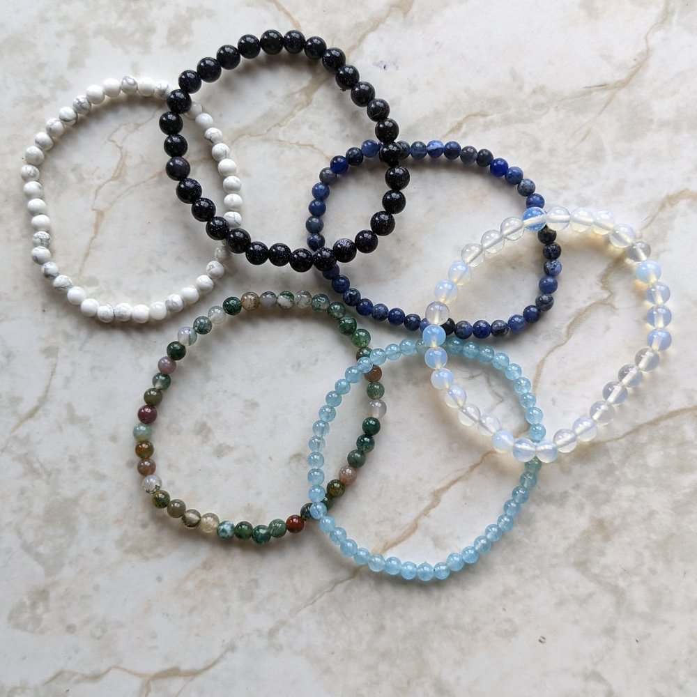 Stack of 6 crystal bracelets